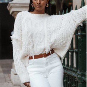 Aakaa Piper Crewneck Fringed Knit Sweater